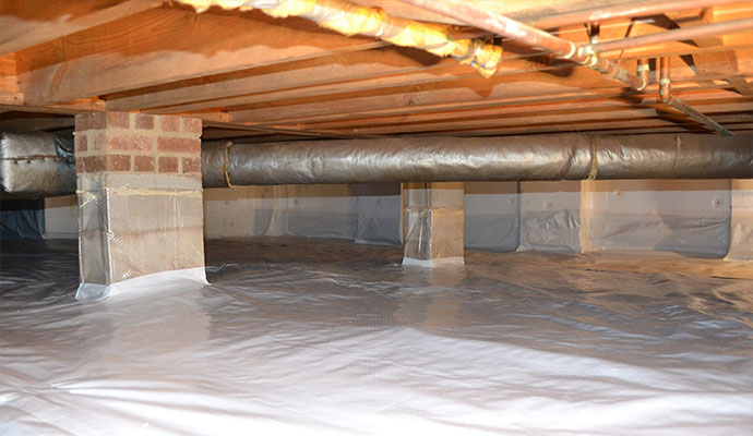 Vapor Barrier Installation in Crawlspace